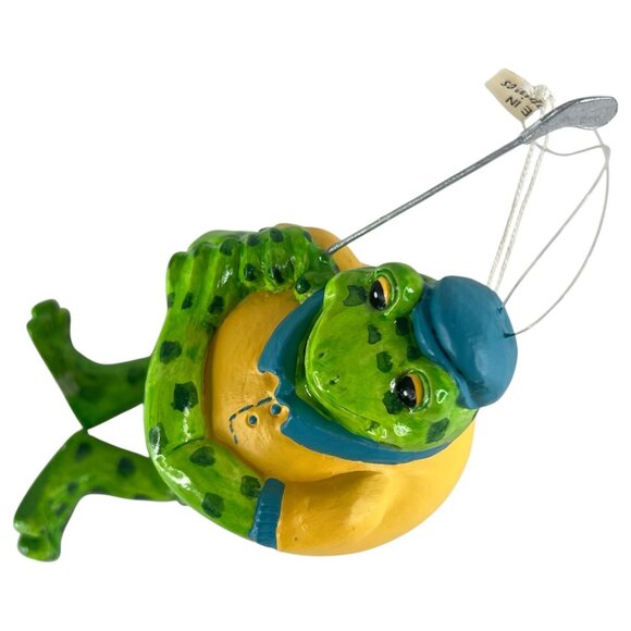 Gallerie II Frog Fisherman Figurine Christmas Ornament With Fishing Rod Novelty - Picture 6 of 8
